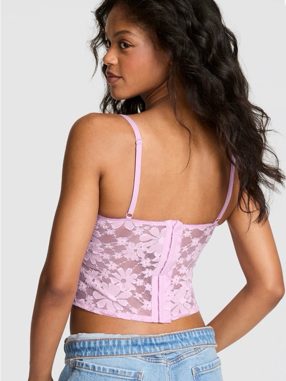 PINK Victoria's Secret Lilac Lace Longline Bralette - Picture 3 of 5